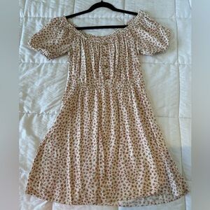 Off the shoulder cream color floral dress